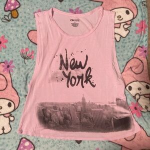 On Fire Pink New York Skyline Tank Top